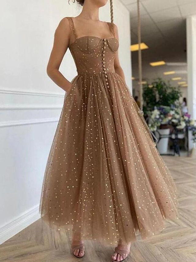 Lussooy Taupe Unique Square-Neck Summer Homecoming Short Dress With Sequins   