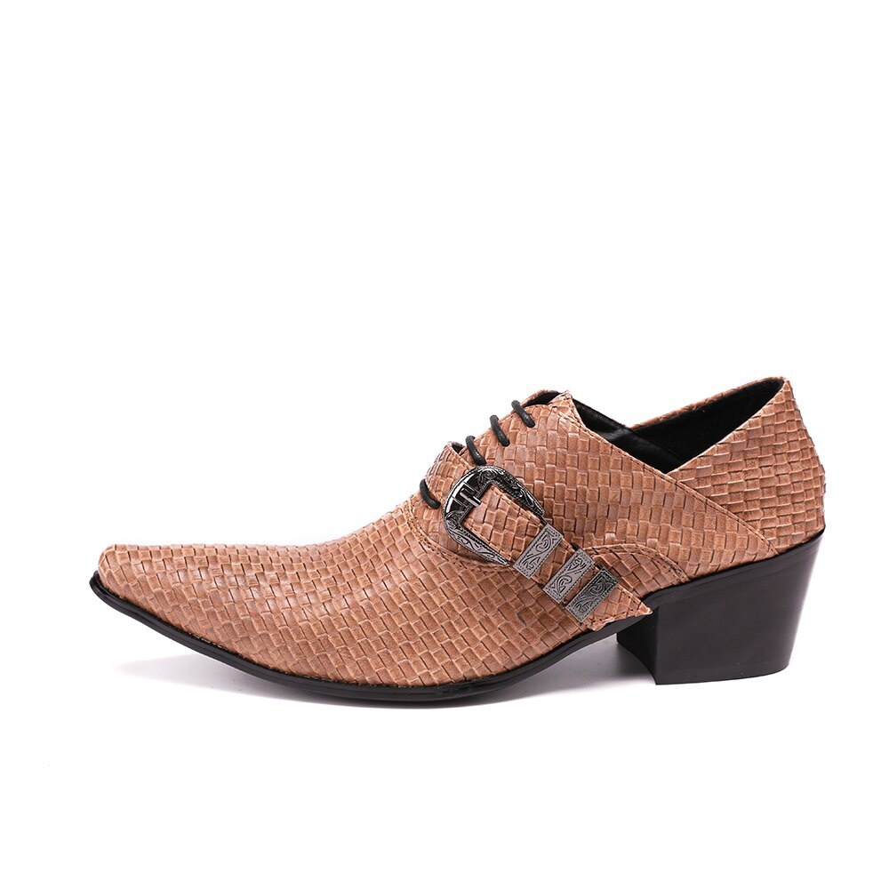 GOOSHOE Men's Embossed Leather Buckle Oxford Zapatos Mujer Mens Shoes Dress Suit Men Shoes