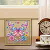 Flower Butterfly DIY Special Shape Double sided Print Clear Diamond Art Kit Wooden Framed Diamond Painting Kit(21.5x21.5cm)