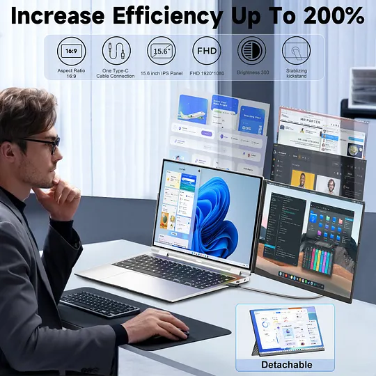 511109 P5 DUAL SCREEN 15.6インチ FHD 1080P KEFEYA P5 Dual Laptop Screen Extender, 15.6