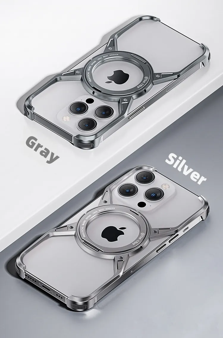 Suitable for iPhone 15 series frameless hollow aluminum alloy mobile phone case