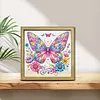 Flower Butterfly DIY Special Shape Double sided Print Clear Diamond Art Kit Wooden Framed Diamond Painting Kit(21.5x21.5cm)