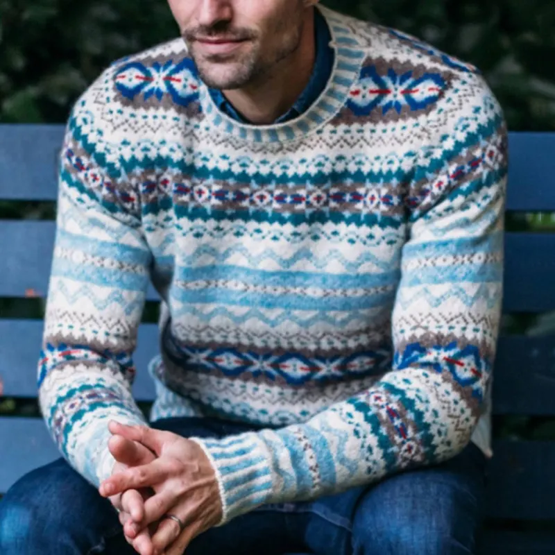 Vintage Brodie Knit Jacquard Crew Neck Sweater