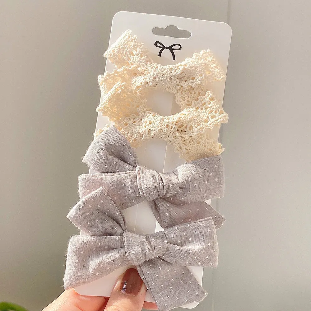 4Pcs/set 2021 New Leopard Print Hair Clips For Cute Girls BB Boutique Hairpins Bowknot Barrettes Headwear Kids Hair Acesssories