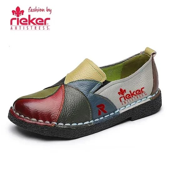 RIEKER&reg; NŐI LAPOS CIPŐK ANYA CIPŐK SZ&Iacute;NES CS&Uacute;SZ&Aacute;SMENTES EREDETI COW BŐR MOKASSZINOK