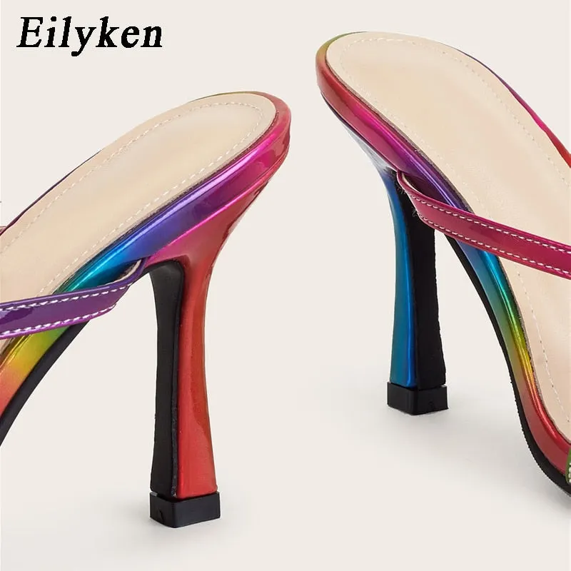 Eilyken 2022 New Color Women Slipper Summer Outdoor Sandal High Heel Slip On Flip Flops Women Slides Sandal size 41 42