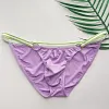 Sexy Hollow Bikini Briefs for Men Ice Silk Low Rise Bulge Pouch Underwear