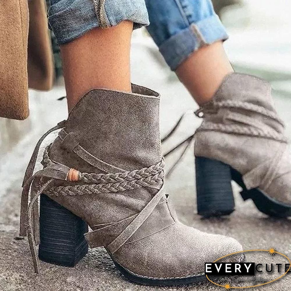 Winter Women Thick Heel Ankle Boot