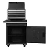 [US Local Warehouse] Large Detachable Toolbox with Double Door & Wheels Sliding Drawers Tool Chest Large Capacity Mechanic Tool Storage Box Metal Tool Cart for Garage Tool Room