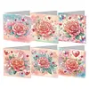 (US Local)6Pcs Love Rose DIY Diamond Painting Greeting Card 5D Drill Painting Card Kit