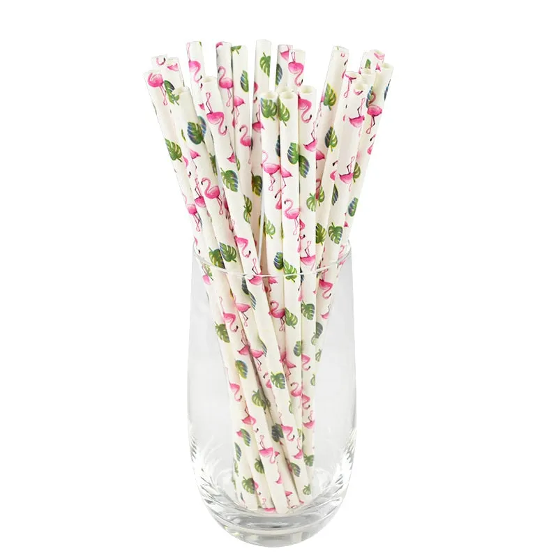 25/50Pcs Flamingo Pineapple Drinking Straws Hawaii Beach Tropical Birthday Party Decoration Summer Pool Party Wedding Supplies