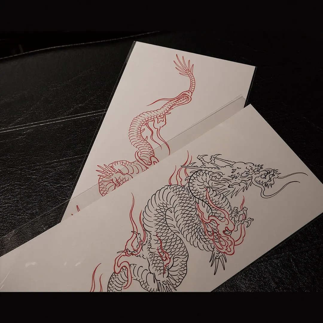 Double Color Chinese Dragon Temporary Tatoo for Men Women Waterproof Arm Body Leg Fake Tattoos Tatuajes Temporales Cool Decals