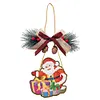 DIY Diamond Painting Christmas  Wooden Christmas Charms Decorations Santa Pendant Kits