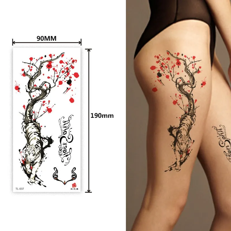 1~8 pieces of animal plants wolf bear bird art tattoo stickers disposable waterproof temporary tattoo stickers for men and women