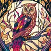 >SALE<5D DIY Full Round Drill Diamond Painting Stained Glass Owl Home Decor 30x30cm