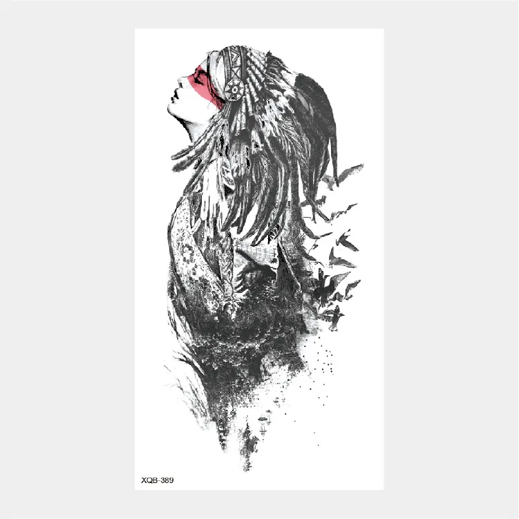 Sdrawing Temporary Tattoo Stickers Animal Tiger Lion Wolf Head Domineering Half Arm Big Picture Water Transfer Tatto Sticker