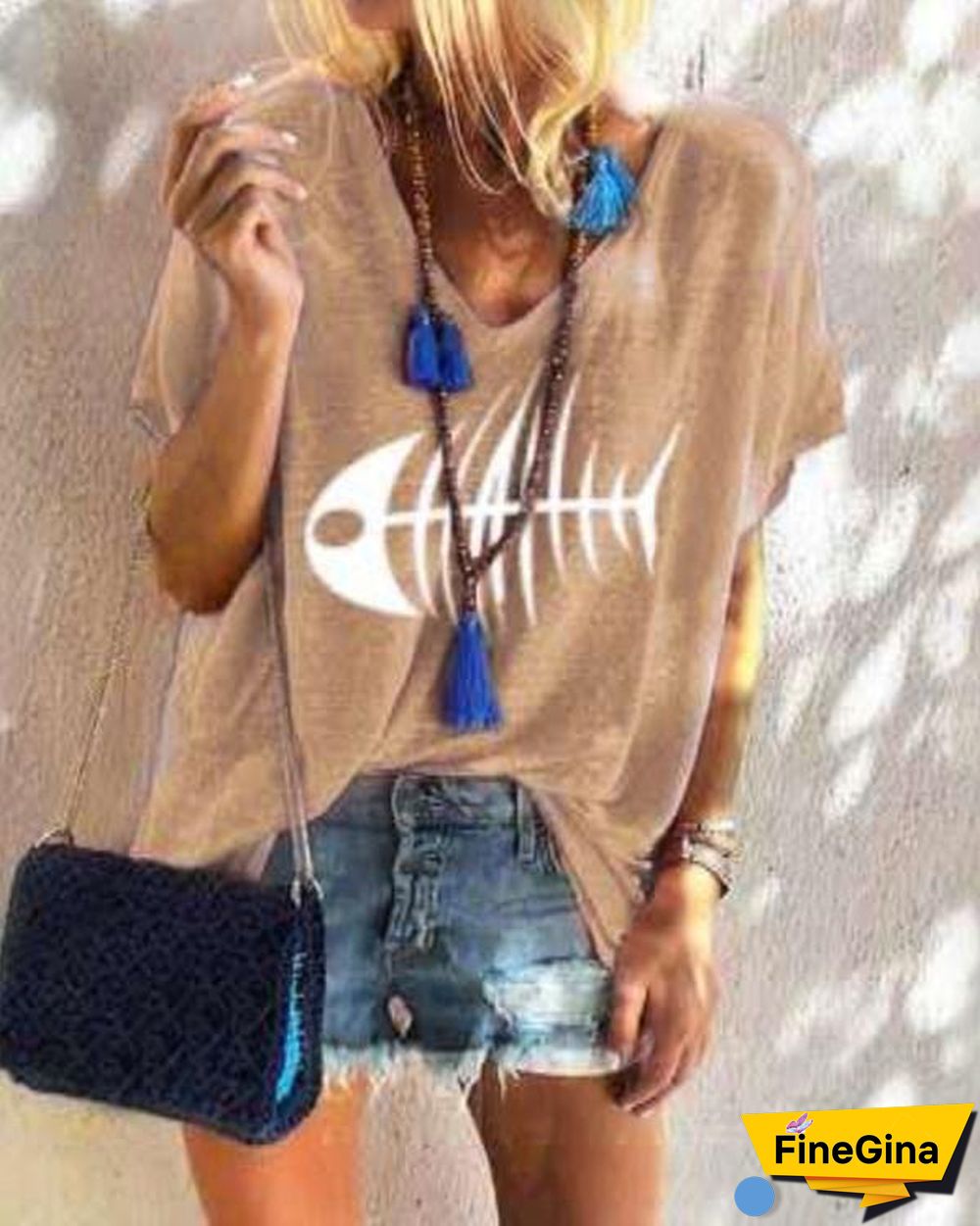 Fashion Plus Size Women Printed Holiday Daily Blouse