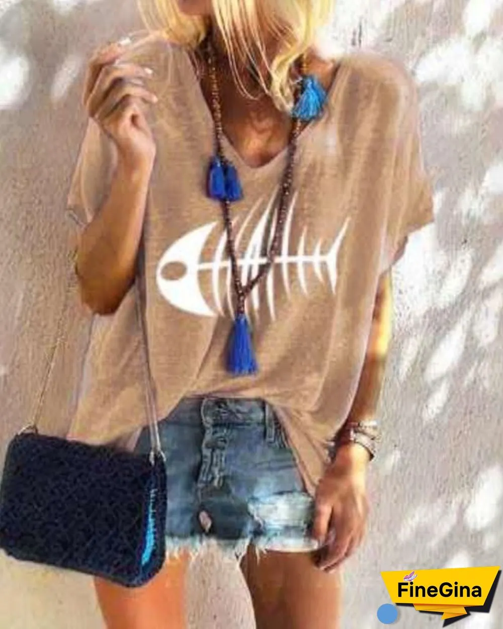 Fashion Plus Size Women Printed Holiday Daily Blouse