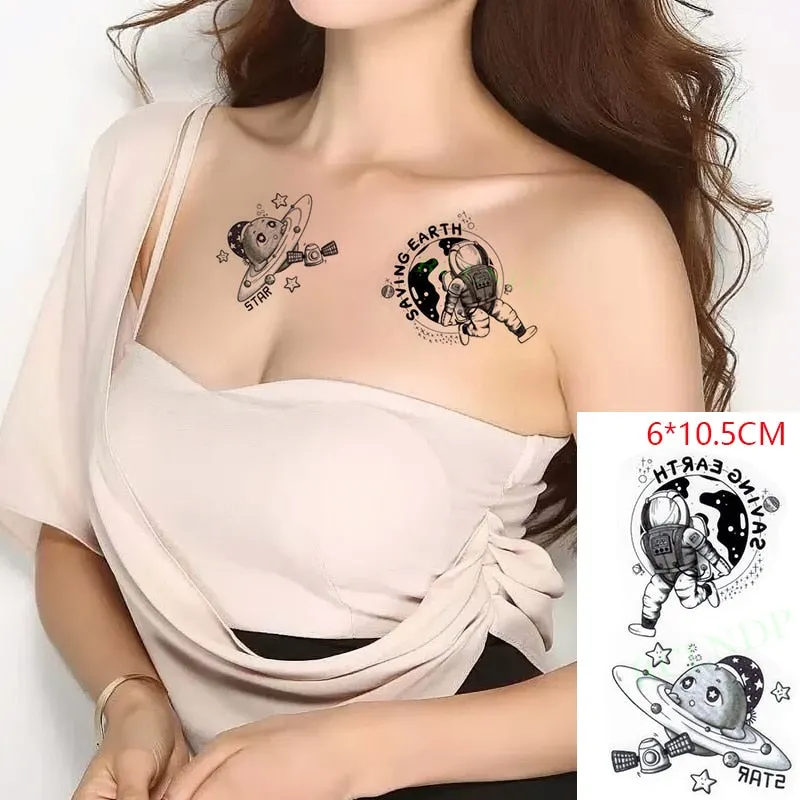 Waterproof Temporary Tattoo Sticker Neck Black Word Angel Devil Bull Cross English Letters Flash Tatoo Fake Tatto for Woman Men