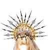 Gothic Women Halo Headpiece with Spike Cross Design Baroque Lady Halo Crown
