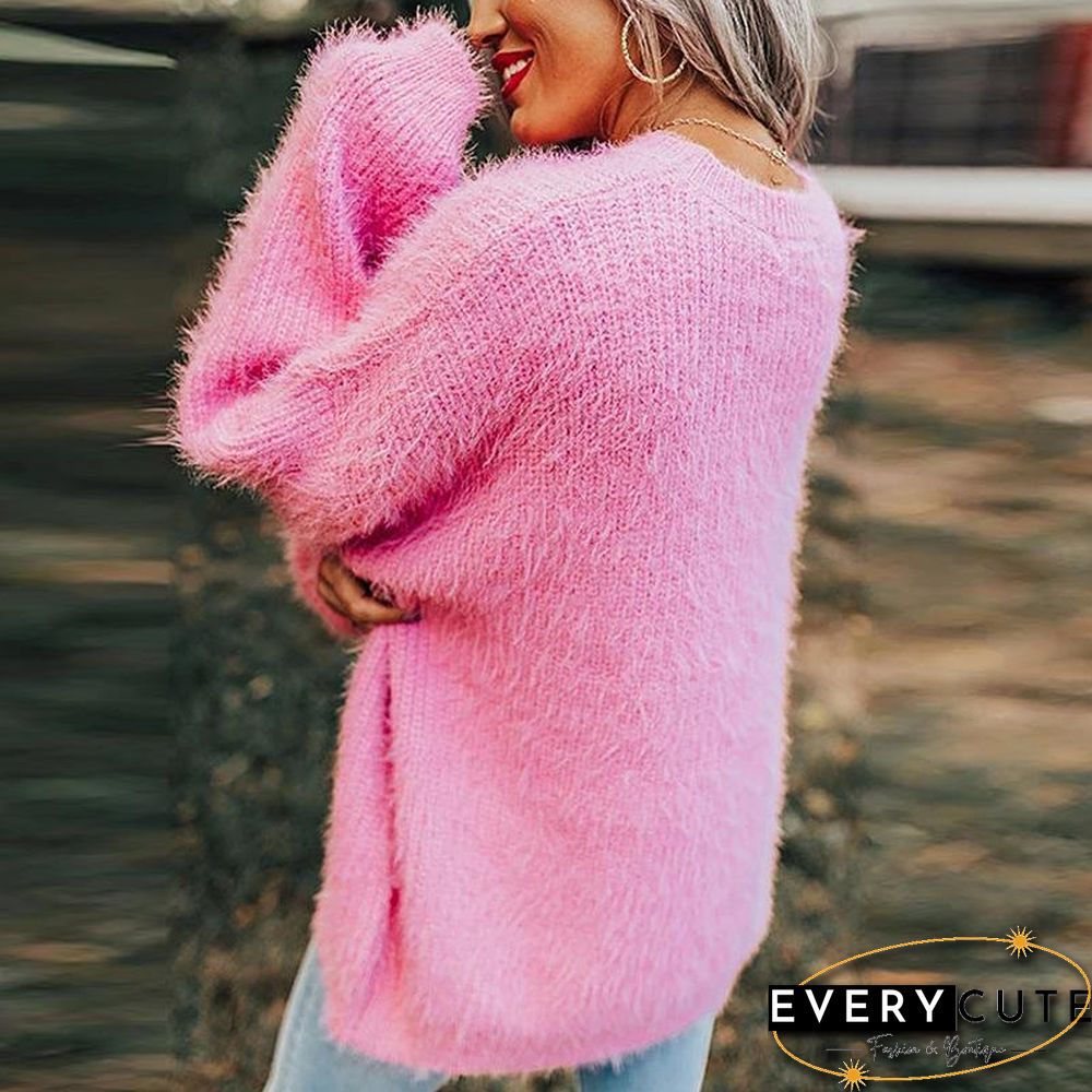 Pure Color Warm Round Neck Sweater