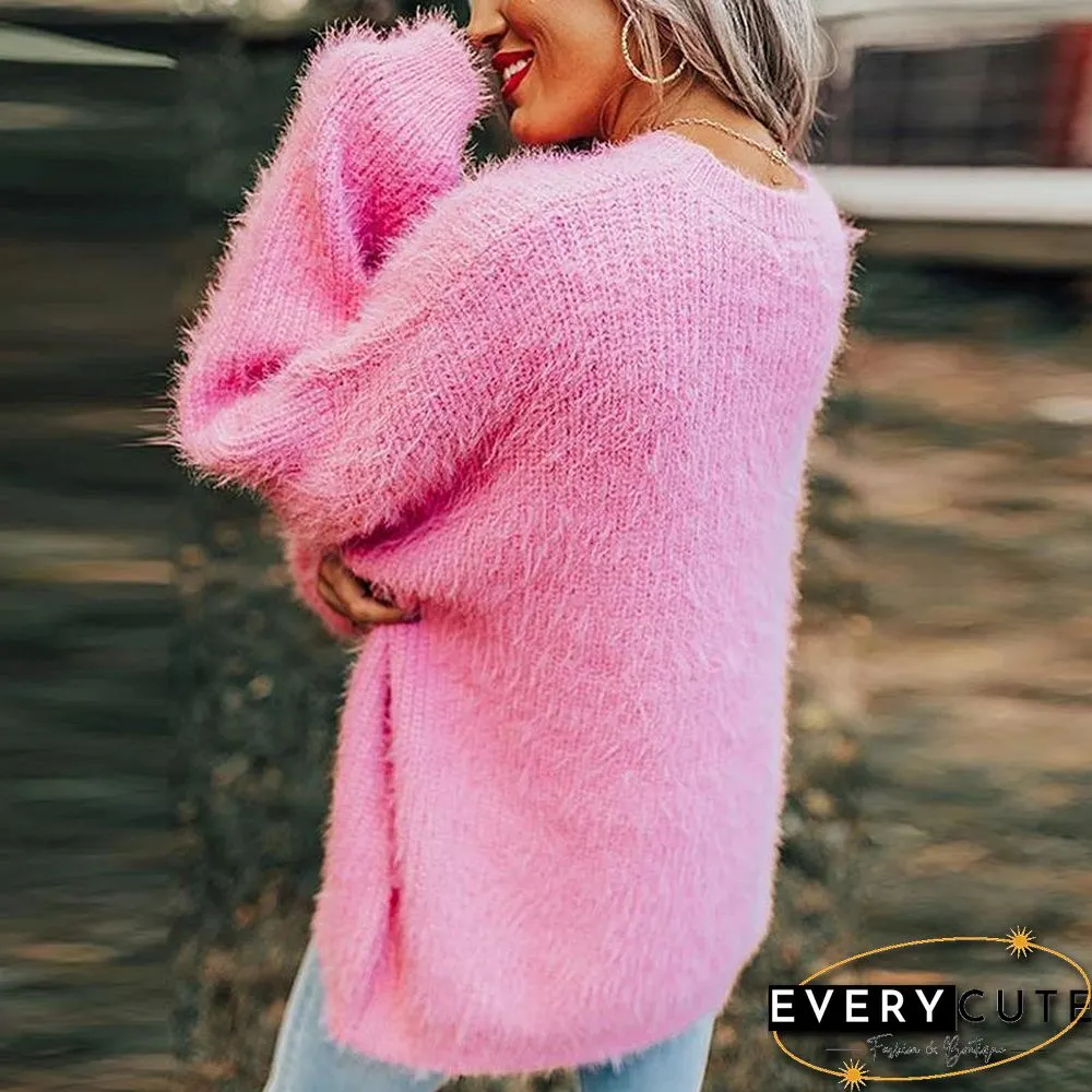 Pure Color Warm Round Neck Sweater
