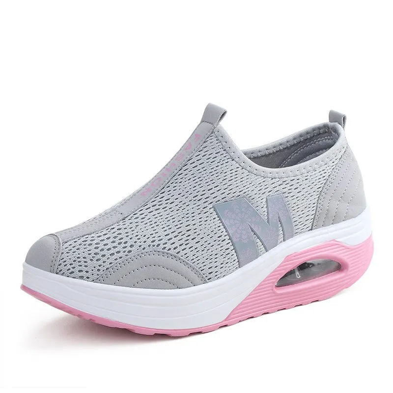 MWY Women Chunky Sneakers Casual Vulcanize Shoes Breathable Mesh Wedge Shoes Platform Trainers Women Zapatillas De Mujer