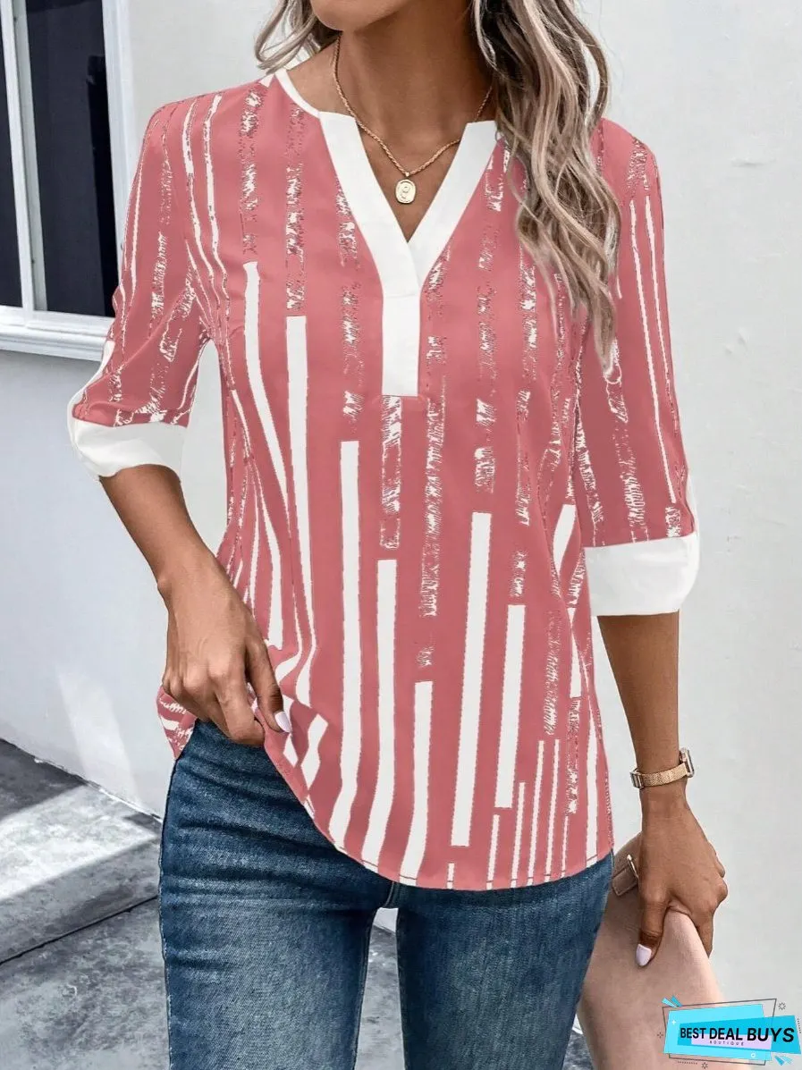 Color Block Floral Print Half Sleeve Shirt