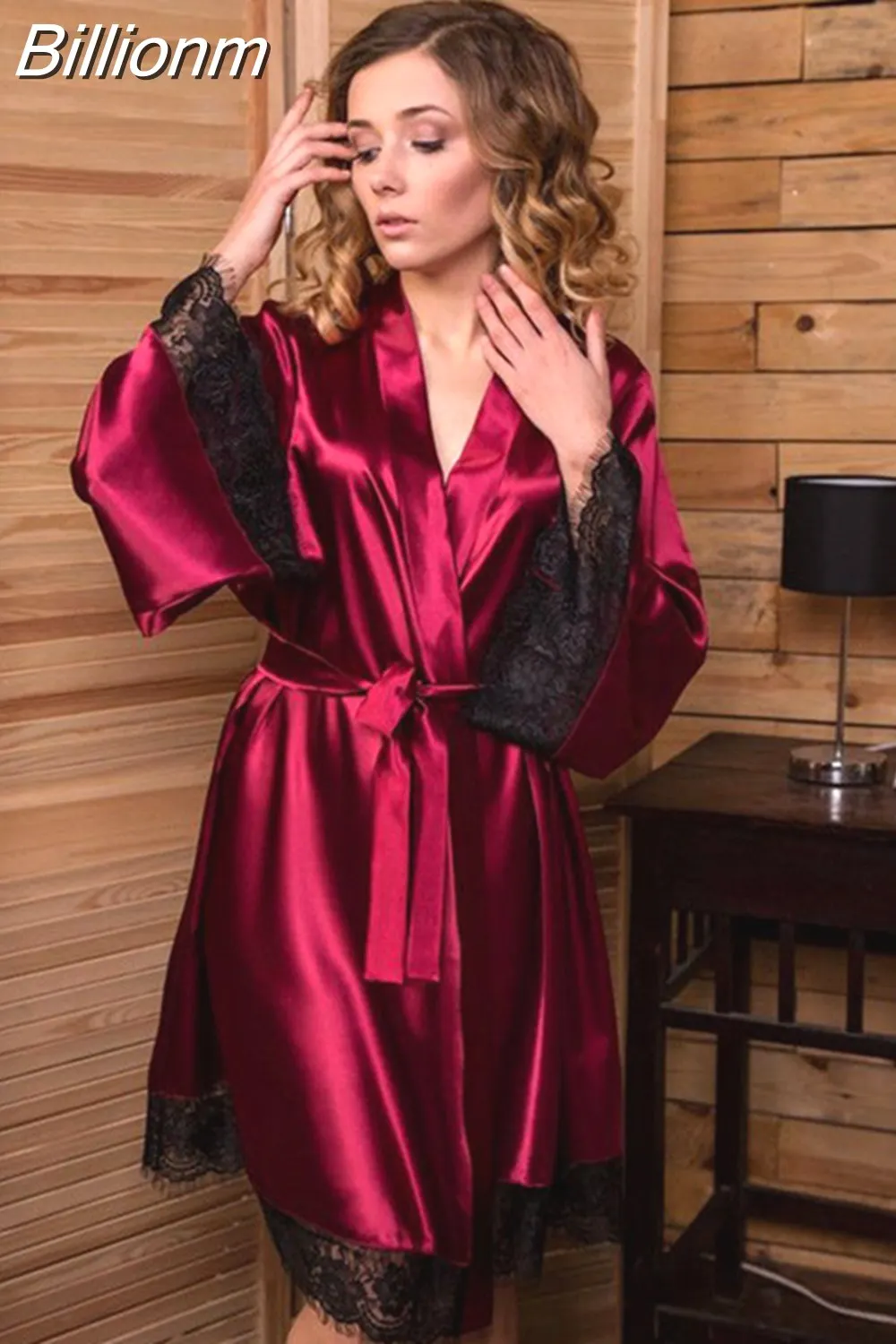 Billionm Sexy Lingerie Robe Women's Silk Satin Robe Bride Dress Wedding Kimono Bathrobe Sleepwear Nightwear Robe Dress