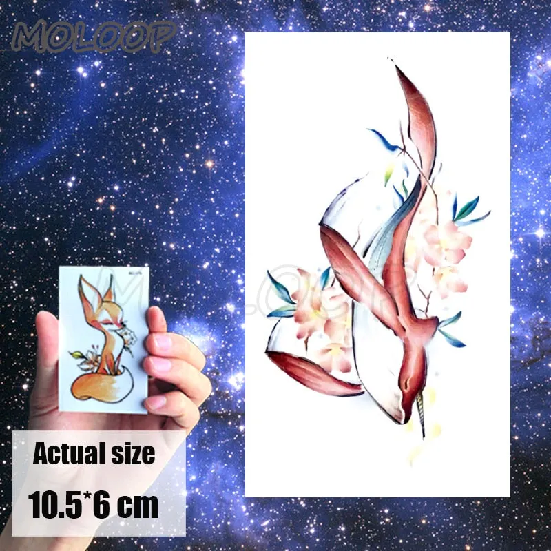 Tattoo Sticker Little Half Face Cat Element Small Animal Flower Water Transfer Temporary Fake Body Art Tatoo for Kid Girl Boy