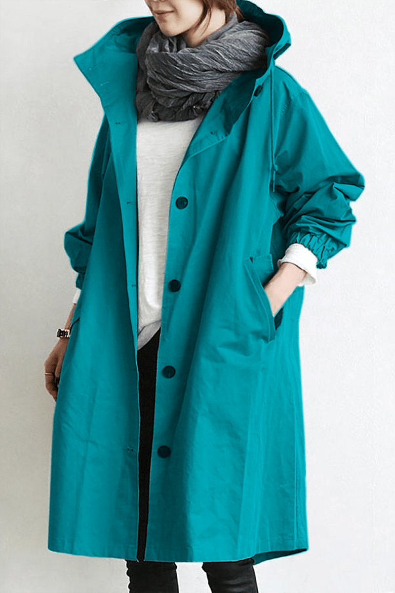 WATER RESISTANT OVERSIZED HOODED WINDBREAKER RAIN JACKET