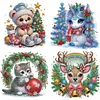 (US Local)4pack Xmas Animal-Special Shaped Diamond Painting Kit(30x30cm)