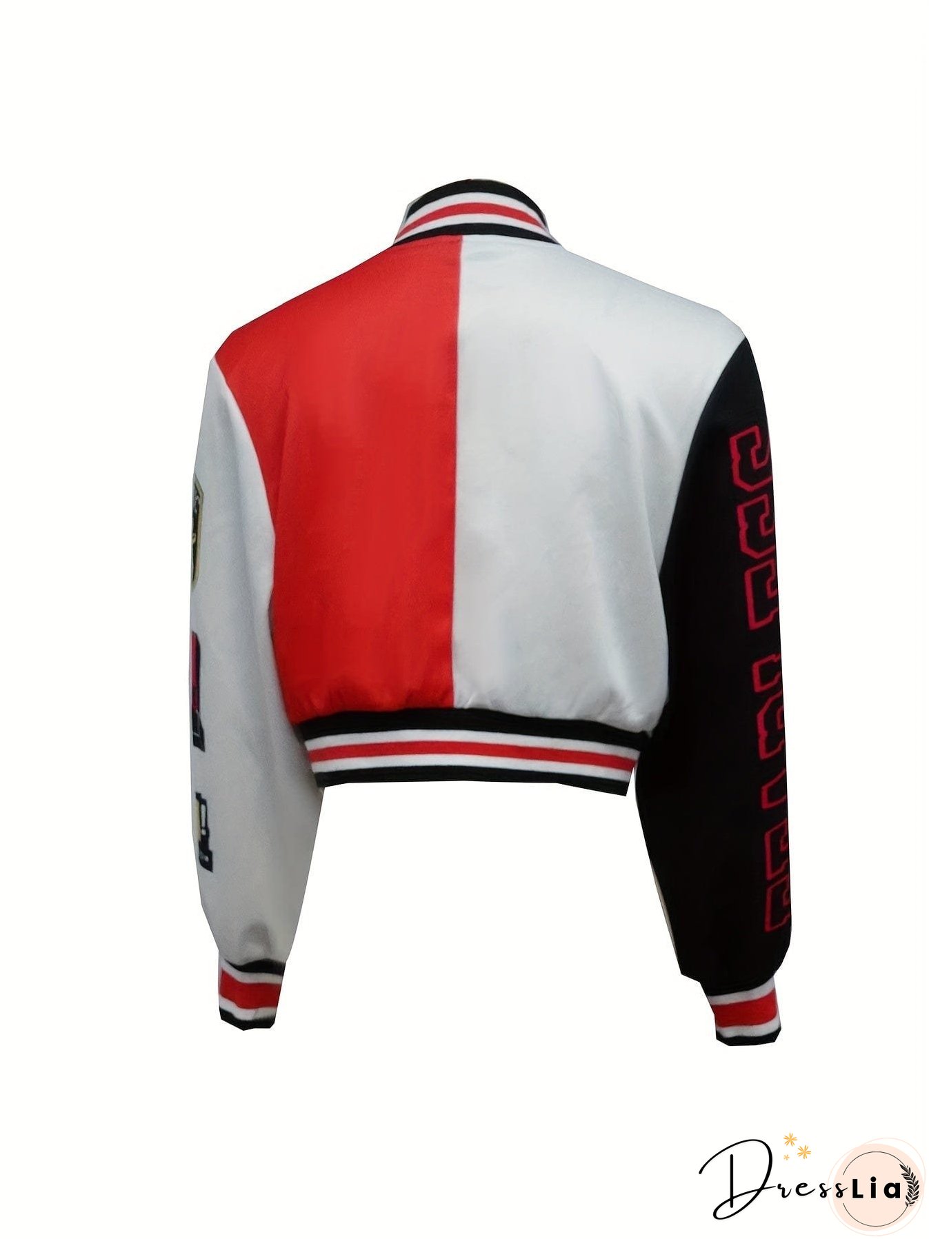 Casual Varsity Stylish Letter Print Button Front Jacket