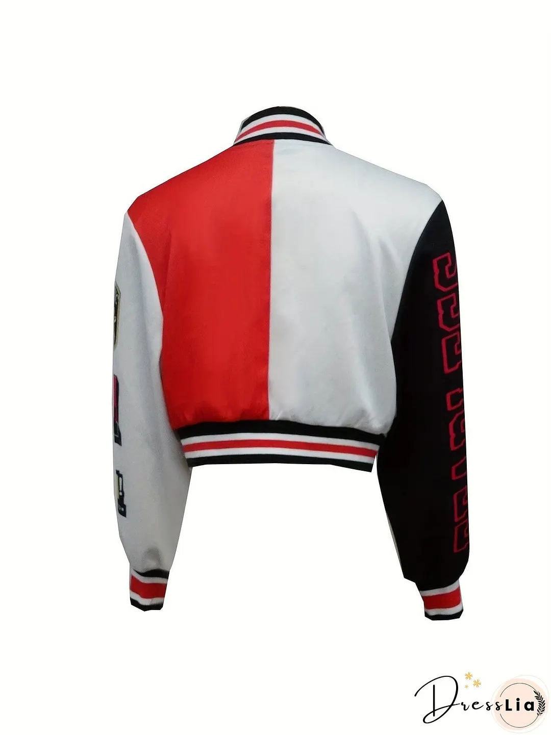 Casual Varsity Stylish Letter Print Button Front Jacket