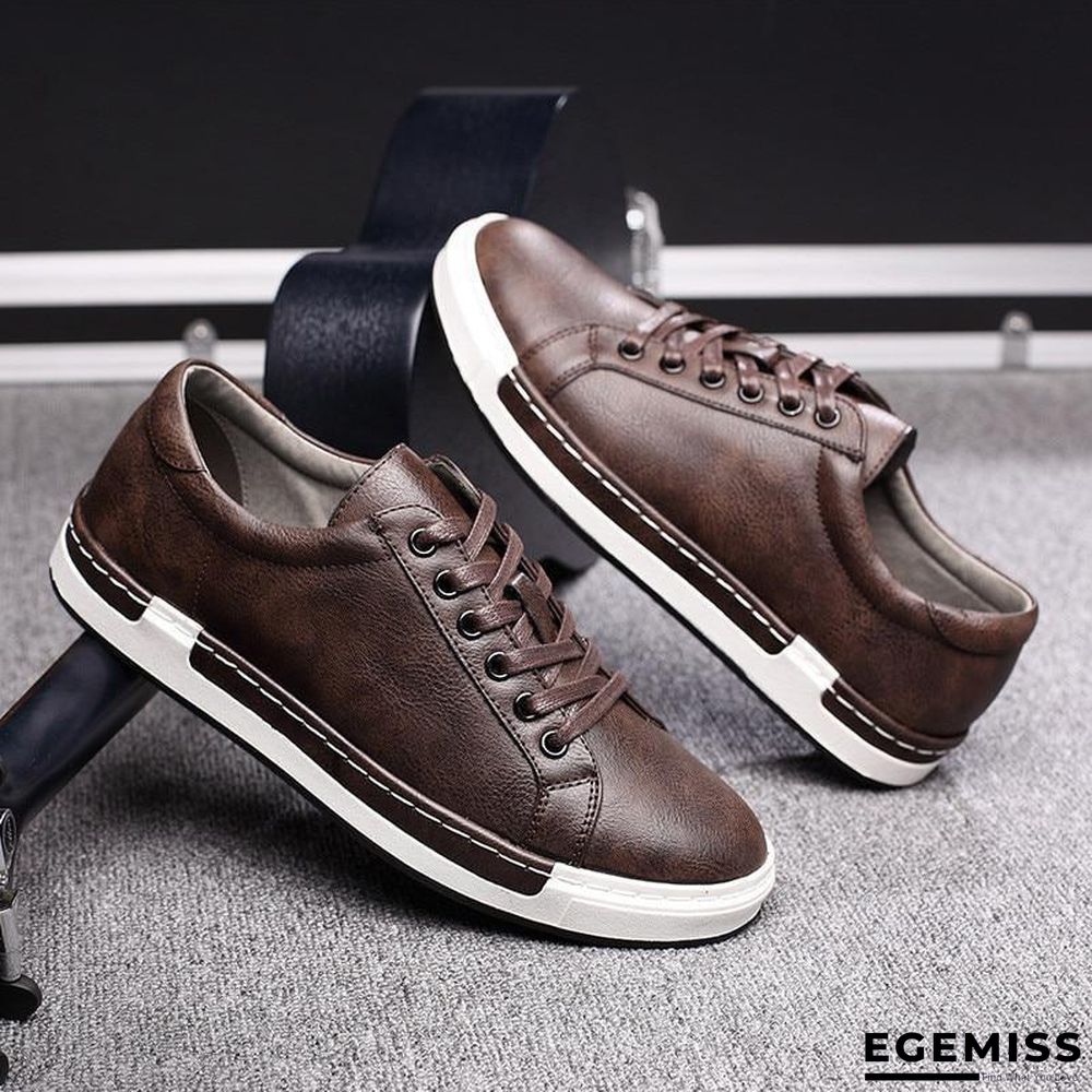 Casual Shoes Men Fashion Vintage Shoes Brown Brand Male Shoes Genuine Leather Men's Leisure Shoes | EGEMISS