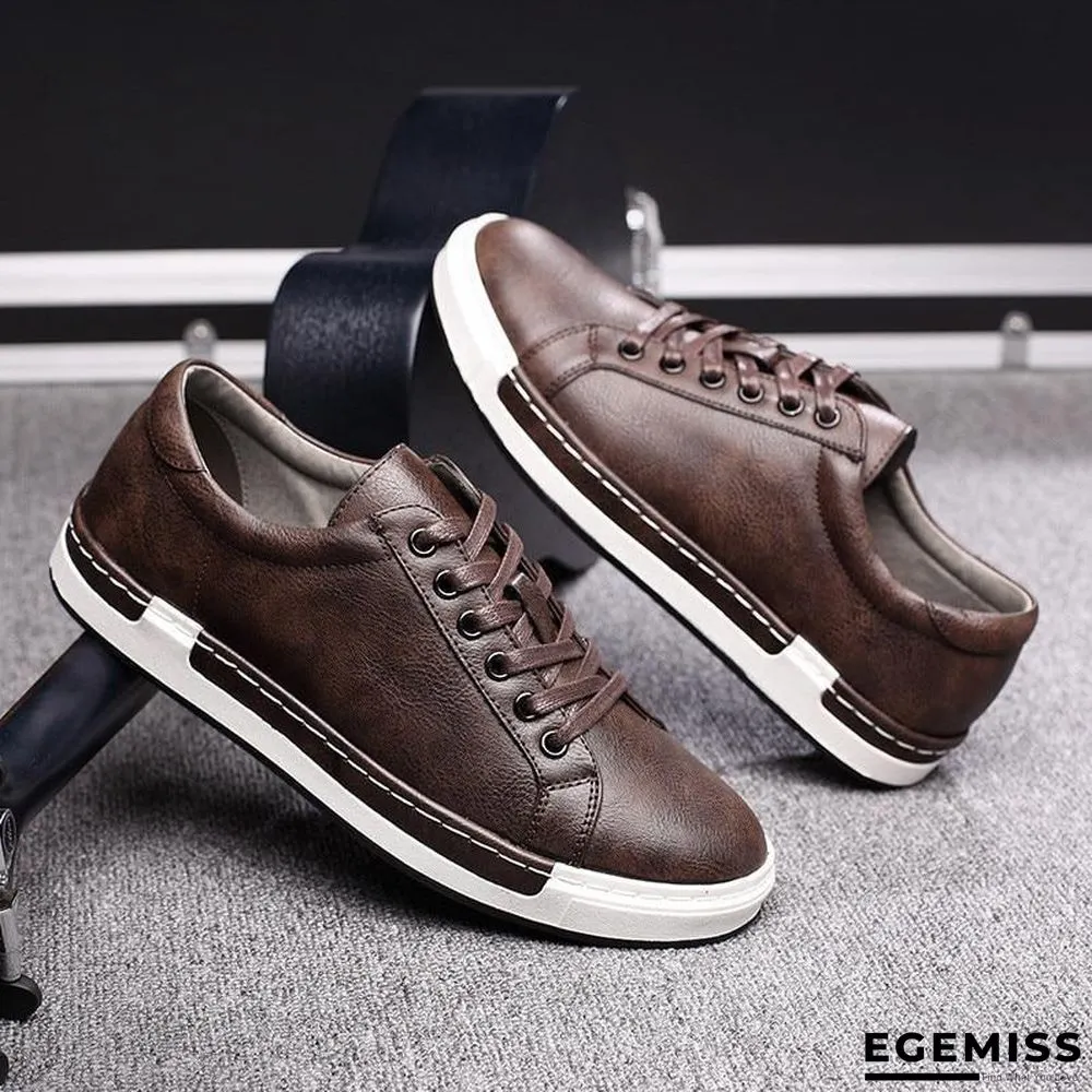 Casual Shoes Men Fashion Vintage Shoes Brown Brand Male Shoes Genuine Leather Men's Leisure Shoes | EGEMISS