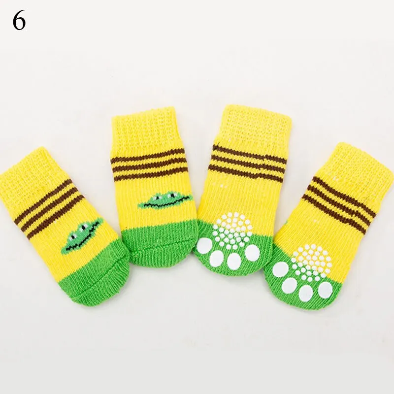 Sdrawing Cute Puppy Dog Socks Cartoon Printed Anti Slip Knit Socks Winter Warm Puppy Shoes Small Medium Dogs Boots Pet Products