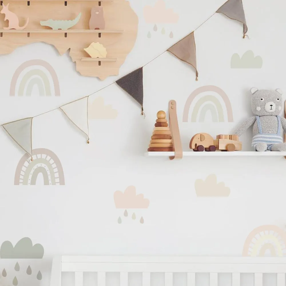 Rainbow Stickers For Wall Stickers For Children's Decor On Wall In Bedroom Clouds Photo Wallpaper Stickers