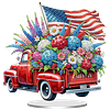 America Flag Car DIY Acrylic Desktop Diamond Art Kit Single-Sided for Home Decor