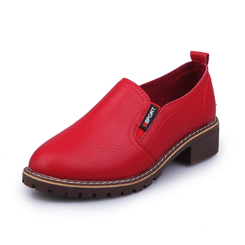 Women Flat Shoes Round Toe Lace-Up Oxford Shoes Woman Soft Leather Brogue Women Shoes B908