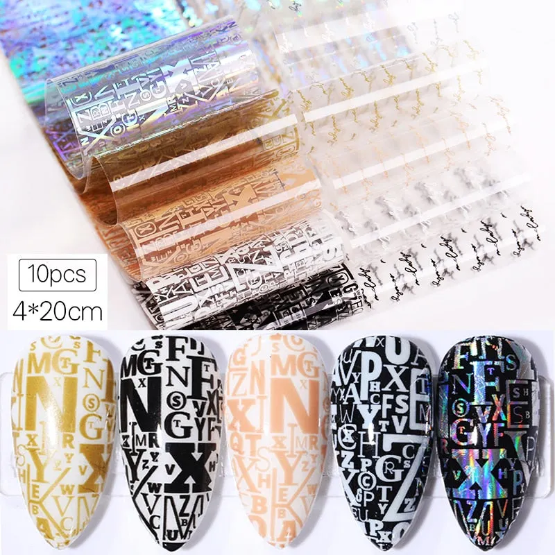 10pcs Luminous Fire Butterfly Nail Foil Set Nail Art Transfer Sticker Decals Yellow Blue Transfer Slider Paper Decoration