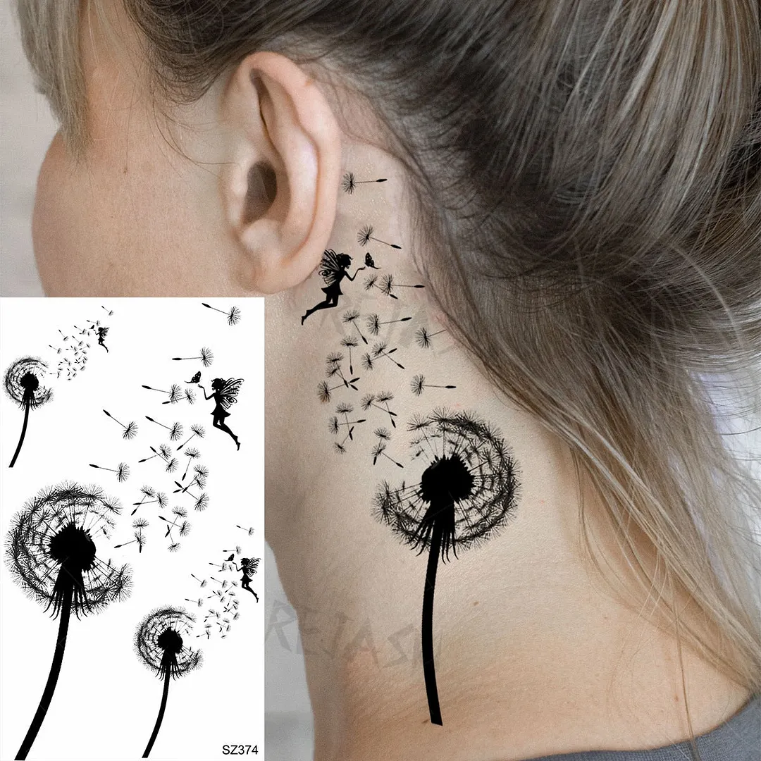 Small Henna Lotus Sexy Back Temporary Tattoos For Women Adult Feather Dandelion Fake Tattoo Body Art Waterproof Tatoos Sticker