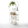 [US Local Warehouse] 5-Tier Acrylic Arched Bookshelf Modern Style Clear Bookcase Open Display Bookshelf for Home Office Living Room Kitchen Bedroom 11.81x23.62x65.35in Easy Assembly