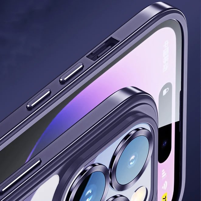 For iPhone13/14 Lens Nano Glass Metal Frame Phone Case