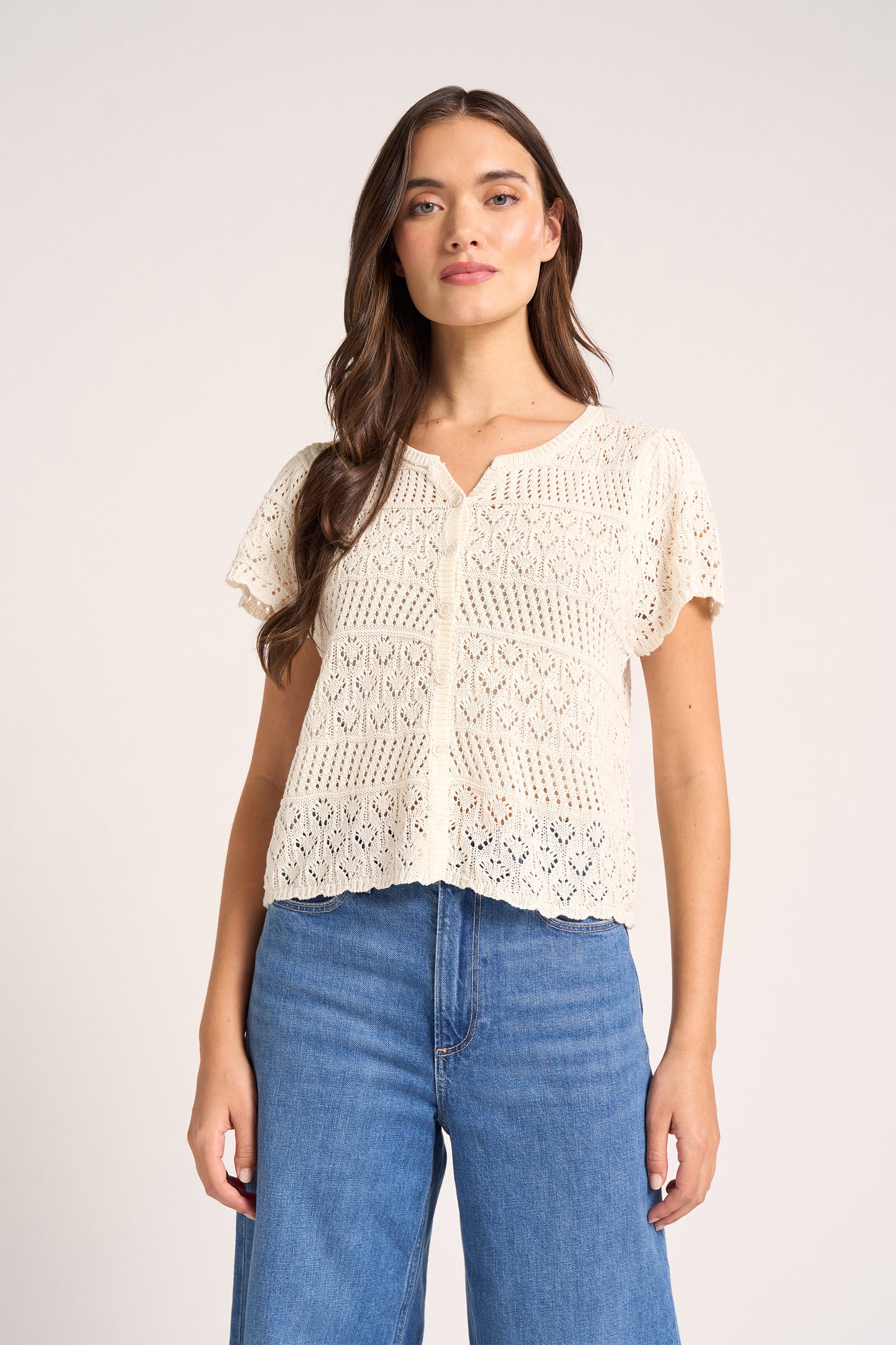 ORLA SHORT SLEEVE TOP - IVORY