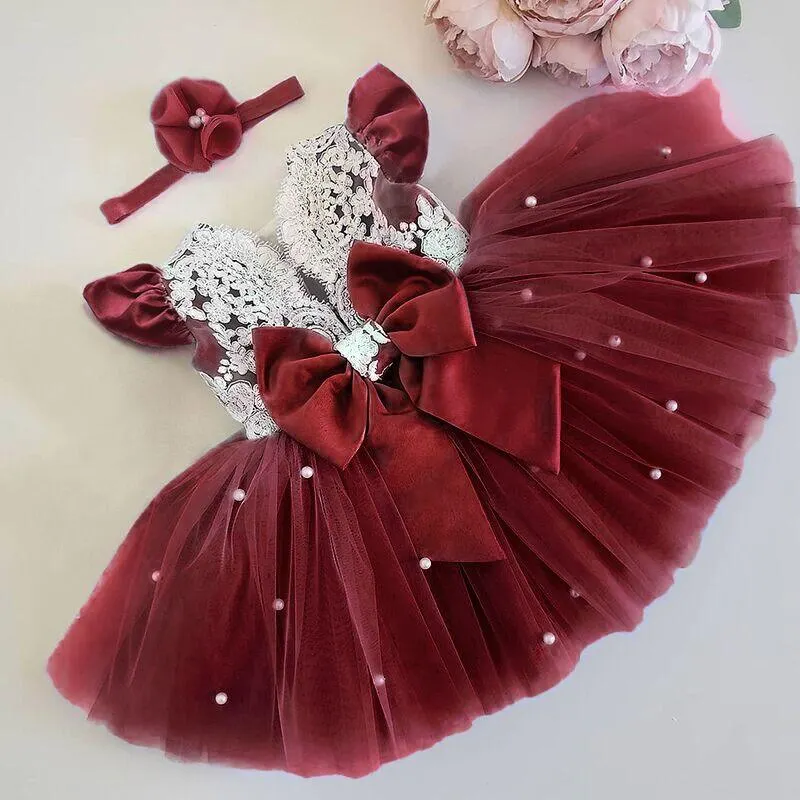 Kids Dresses for Girls Summer Infant Party Flower Girl Wedding Children Clothing Princess Tutu Dress Toddler Baby Lace Gown