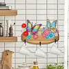 DIY Flower Butterfly Diamond Art Craft Wall Hooks A Row of 3 Hooks Kit