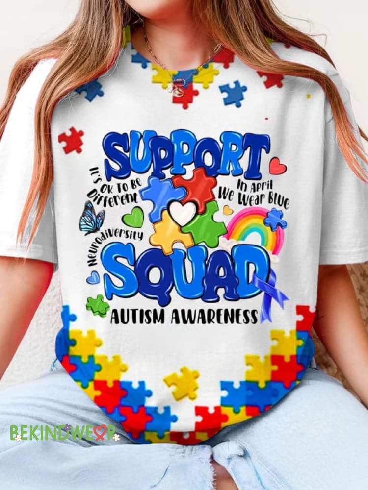 Women&rsquo;s Autism Awareness Understands Love Acceptance Printed Short-Sleeved T-Shirt As shown / S