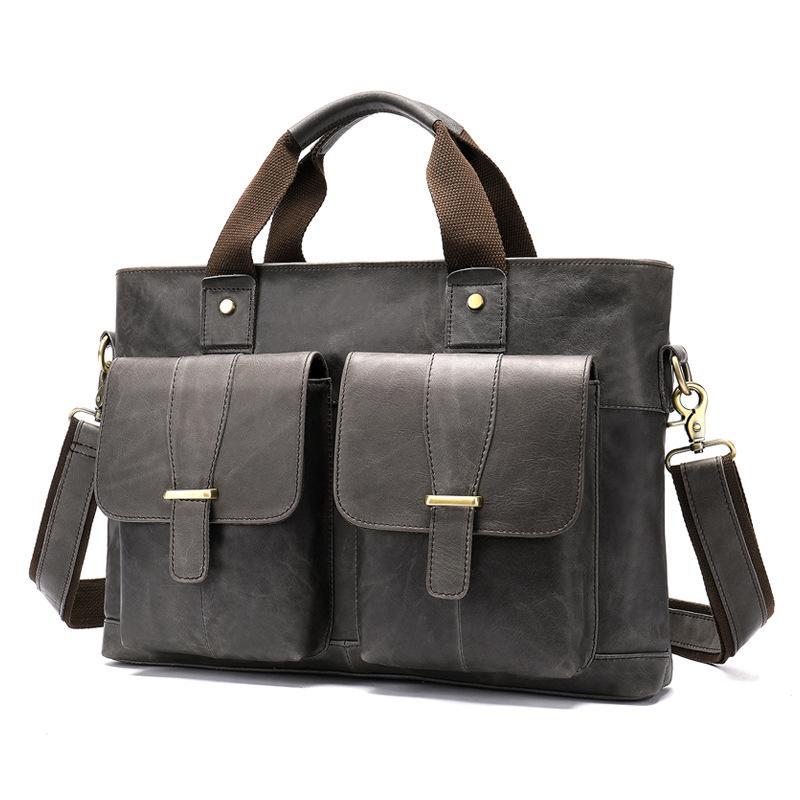 Large Capacity Vintage Leather Casual Business Briefcase
