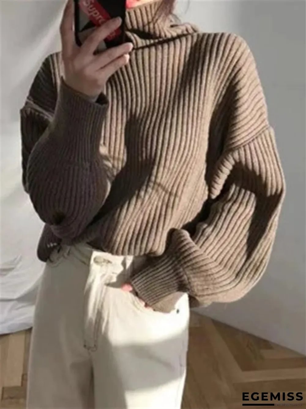 Chic Style Solid Color Turtleneck Lazy Leisure Long Sleeve Sweater | EGEMISS